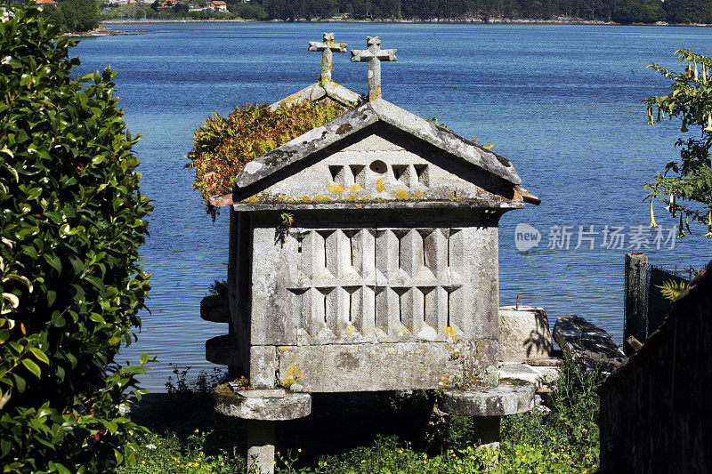 在Combarro, Pontevedra省，Galicia，西班牙